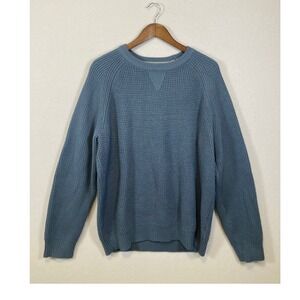 PJ PAUL JONES Blue Waffle Knit Crew Neck Sweater Men's‎ XL